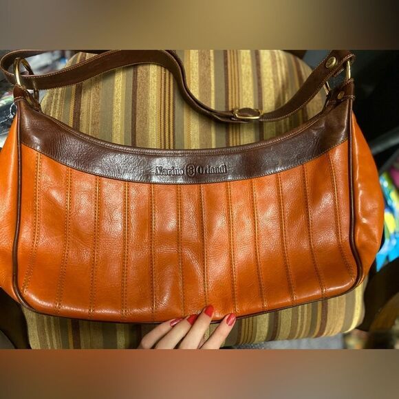 Marino Orlandi Authentic Brown Orange Leather Purse - Picture 3 of 4
